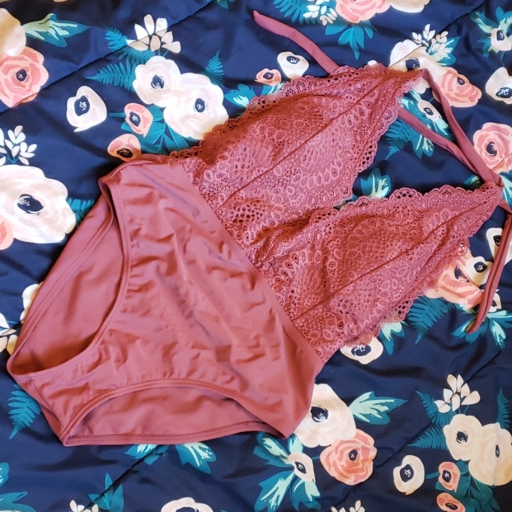 Pink mauve one piece swimsuit
